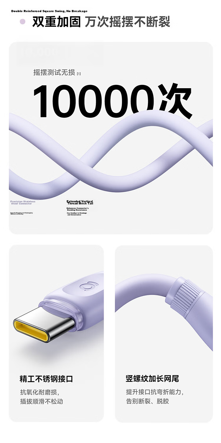 BASEUS [Donut Storage] Dual Type-C Apple 18 Charging Cable, PD100W Super Fast Charging Data Cable, Suitable for Huawei, Honor, IPhone 17/16/15 Phones And Laptops 11
