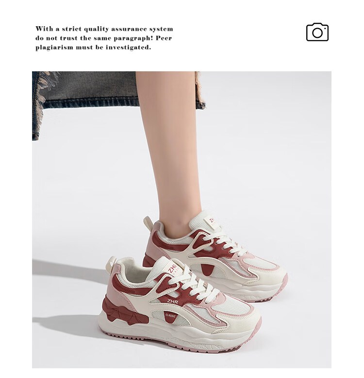 ZHR Casual Shoes for Women, Trendy Cool Lightweight Thick-Soled Sneakers, Comfortable Breathable Color-Block Women's Shoes CS58 White And Black Size 39 14