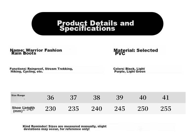 Warrior Women's Fashion Outdoor Rain Shoes Non-slip Waterproof Wear-resistant Rubber Rain Boots White Fleece-lined Cotton Covers Size S 9