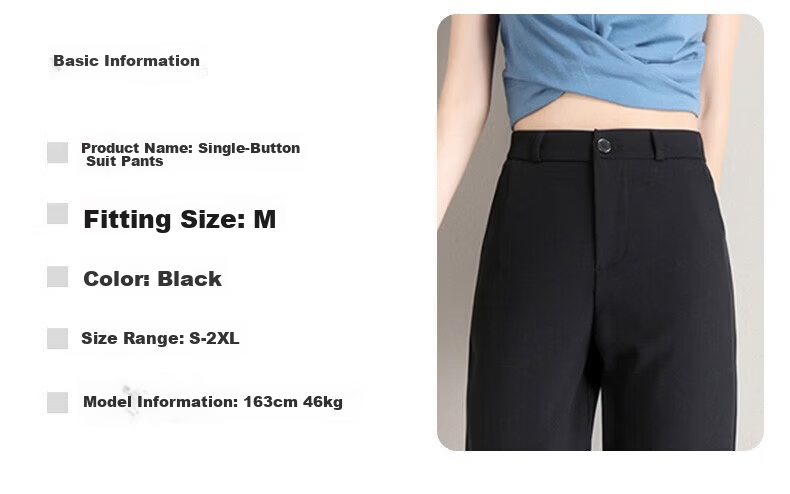 Langsha Women's Summer Thin High Waist Slim Fit Elastic Waist Straight Leg Casual Suit Pants 18