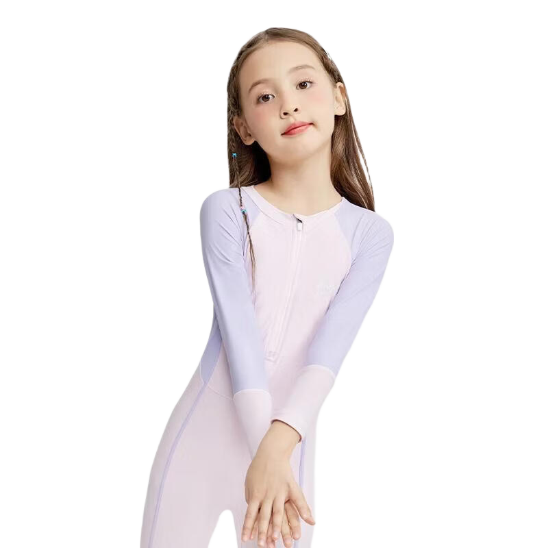 Jeep Children's Swimsuit for Boys And Girls, One-Piece Professional Quick-Dry Surfing Swimwear, Wisteria Purple Pink, Size 170