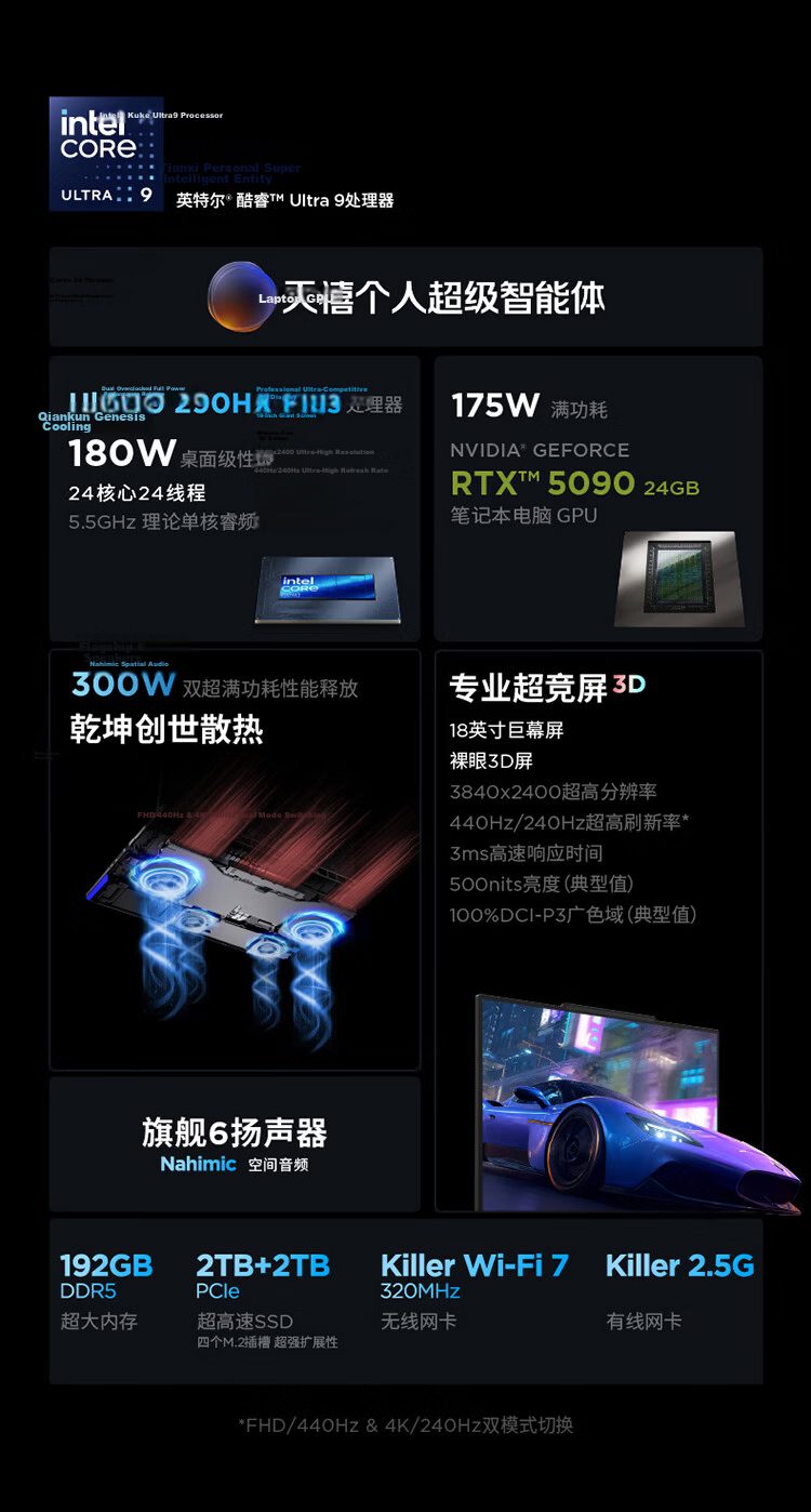 Lenovo Legion Creator Personal AI Mobile Workstation Laptop (Ultra9 290HX Plus 192G4T RTX5090 4K 240Hz Glasses-Free 3D) 3
