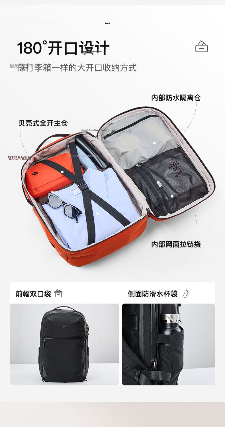 Inateck Men's Large Capacity Expandable Travel Backpack Business Laptop Bag 16-inch Commuter School Bag 5