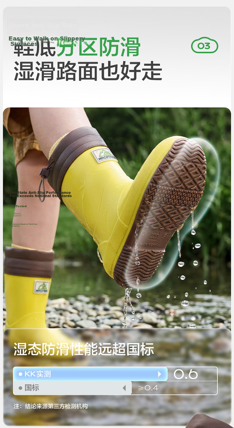 Kocotree KK Tree Kids Rain Boots Non-Slip Lightweight Boys Girls Long Rain Boots Toddler Waterproof School Shoes 13