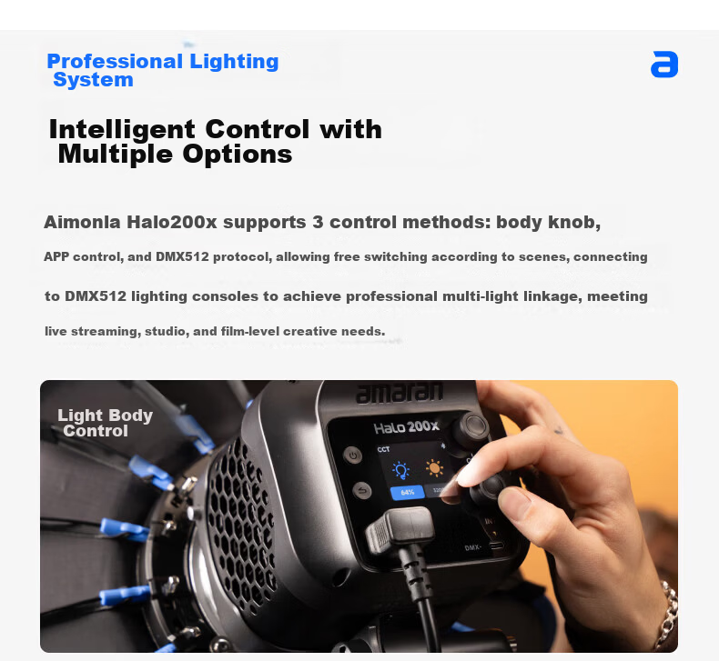Aputure Amaran Halo 200x Bi-Color Live Streaming Fill Light 200W Video Photography Studio Portrait Lighting Continuous Fill Light for Streaming Room 17