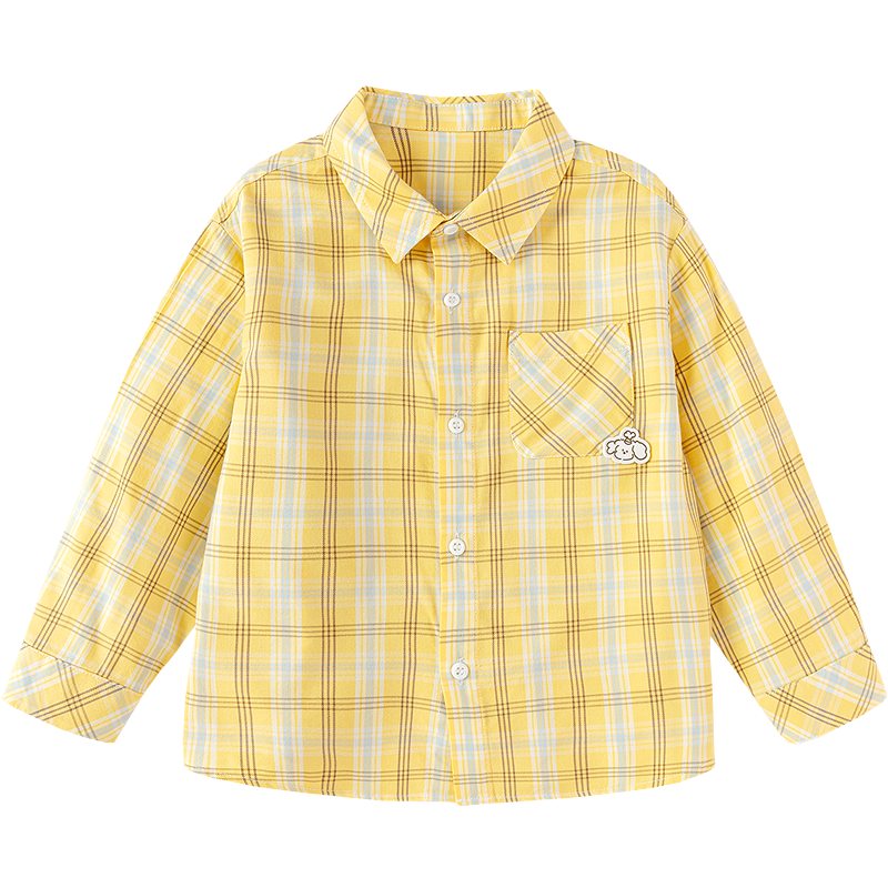 Balabala Kids Long Sleeve Shirt Boys and Girls 2026 Spring Autumn Plaid Top [Mall Same Style]
