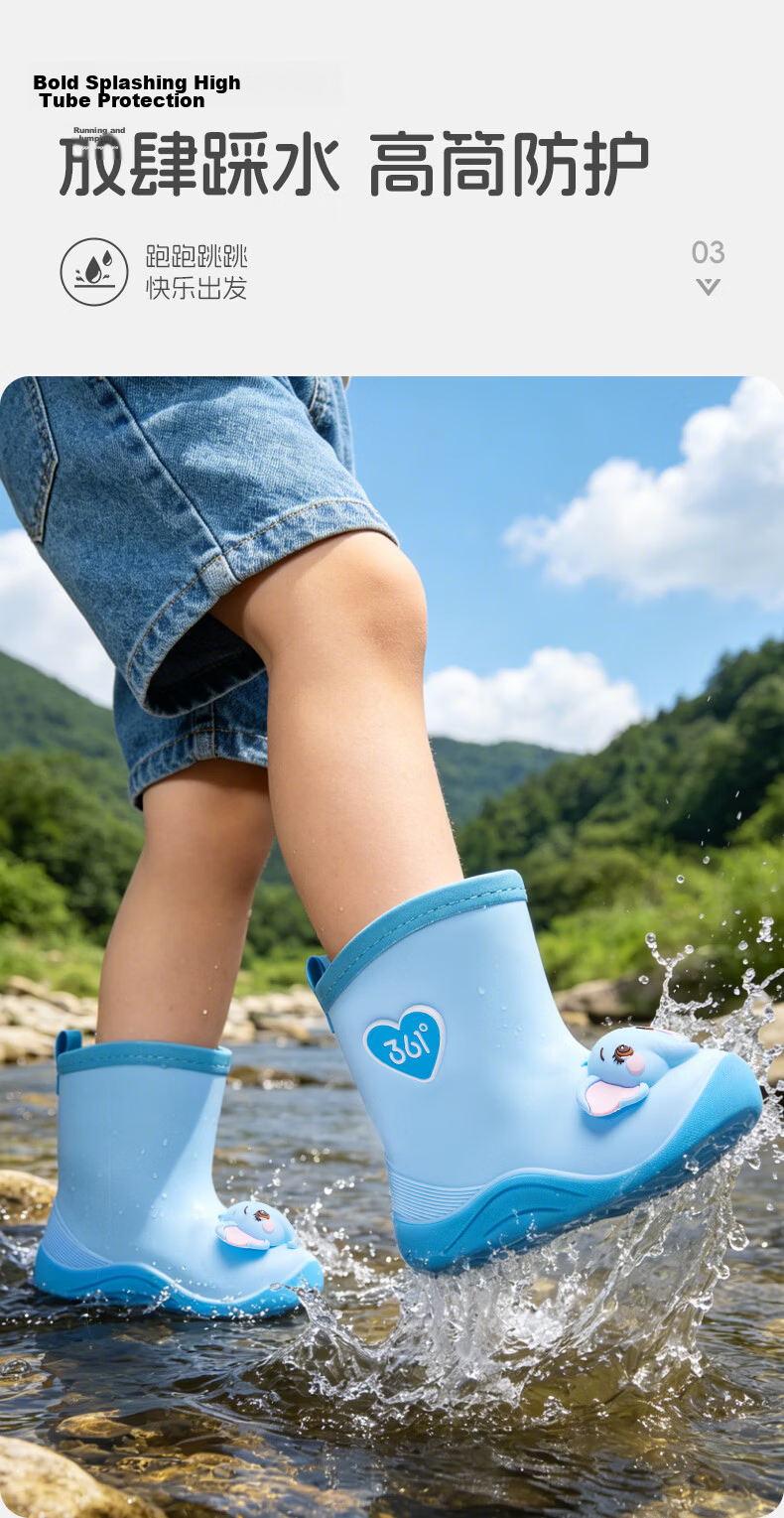 361° Kids Waterproof Non-Slip 3D Cartoon Rain Boots for Boys and Girls, Pink, Size 26 5