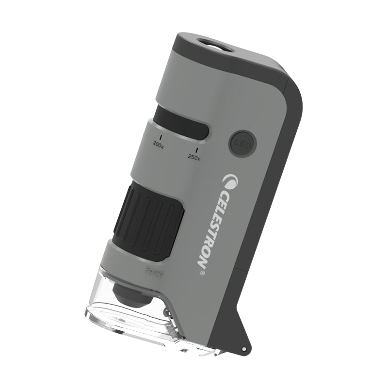 Xingtelang 100-250x Portable Handheld Microscope, Biological Science Observation And Exploration, Gray Student Science Popular Gift