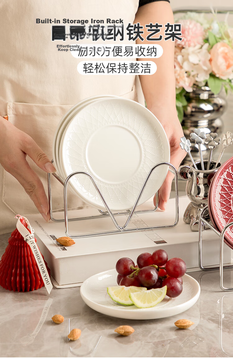 Banwu Life Bone Plate Ceramic Bone Dish White Household Bone Plate 6-Inch Small Plate White Porcelain Dishwasher Safe Fruit Plate 9