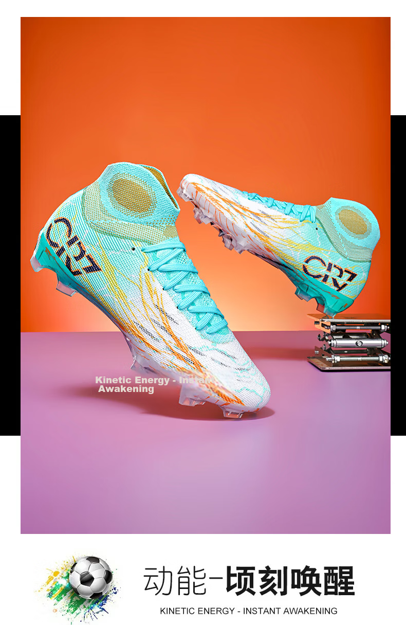SAIBI Men's Soccer Shoes AG/FG Long Studs Adult Youth Student Professional Training Competition Shoes 305C Suzaku 42 25