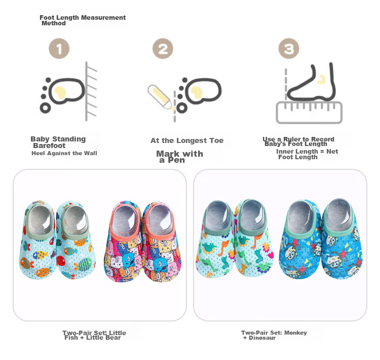 9i9 Baby Walking Shoes Summer Non-Slip Breathable Thick Sole Soft Indoor Shoes 2 Pairs 1-2 Years A109 Dinosaur Monkey 3