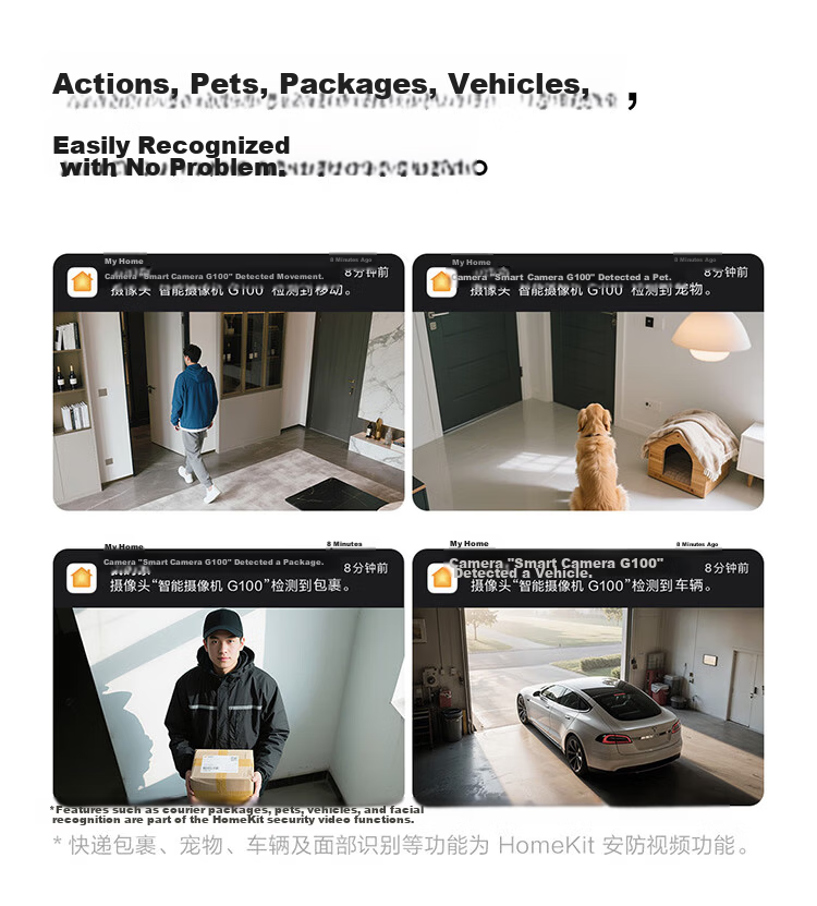 Aqara Smart Camera G100 Home Security Camera Remote Monitoring Pet Night Vision Compatible with Apple HomeKit White 4