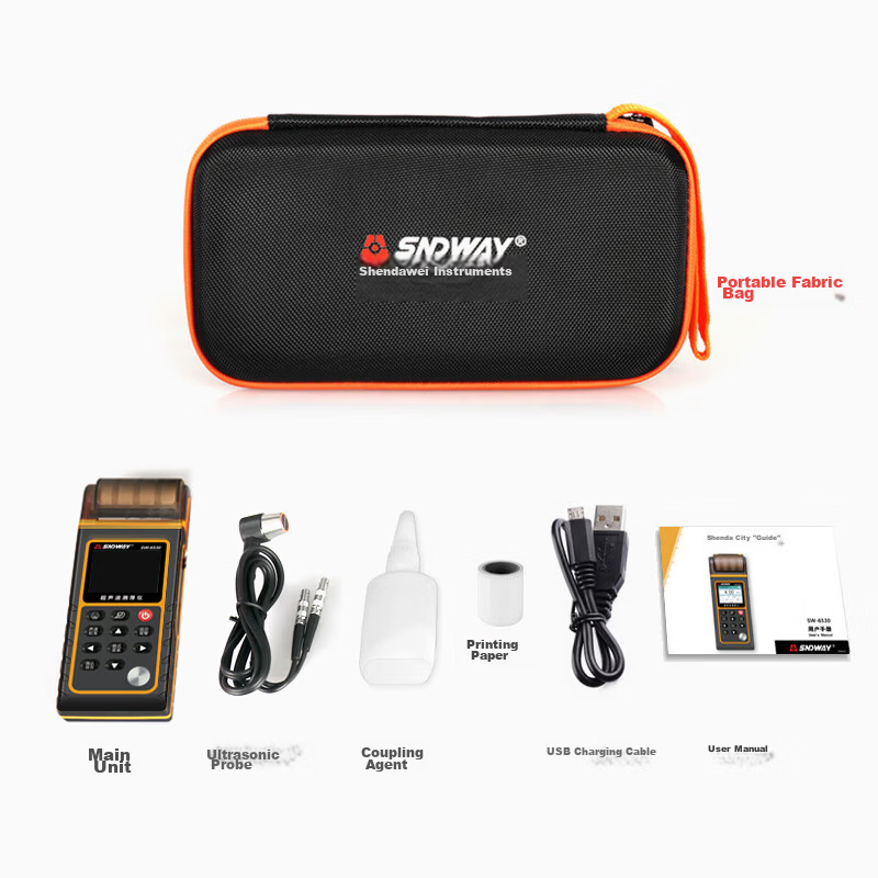 Shendawei Ultrasonic Thickness Gauge High-Precision Thickness Measurement Flat Head Digital Probe Metal Plate with Printer SW-6530 12