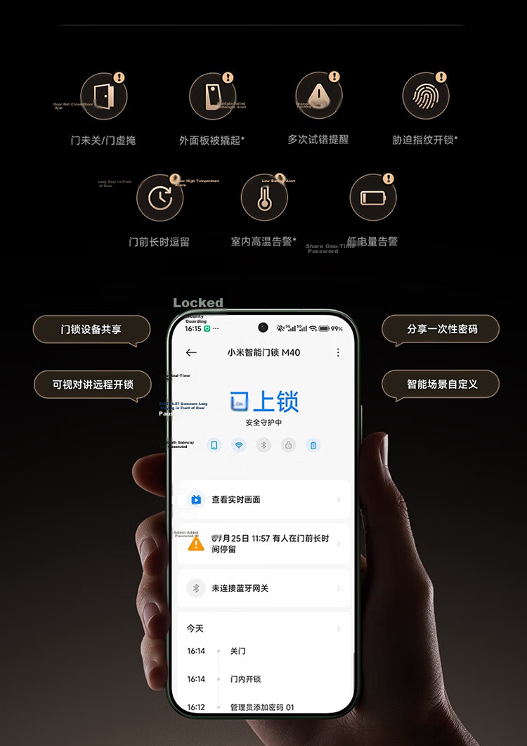 Xiaomi Smart Door Lock M40 Pro Face Recognition Palm Vein Fingerprint Electronic Anti-theft Lock 24