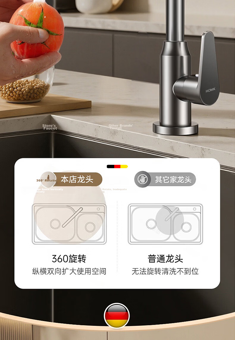 HOMK Seiko Single Cold Kitchen Faucet Stainless Steel Sink Faucet Household Faucet 6