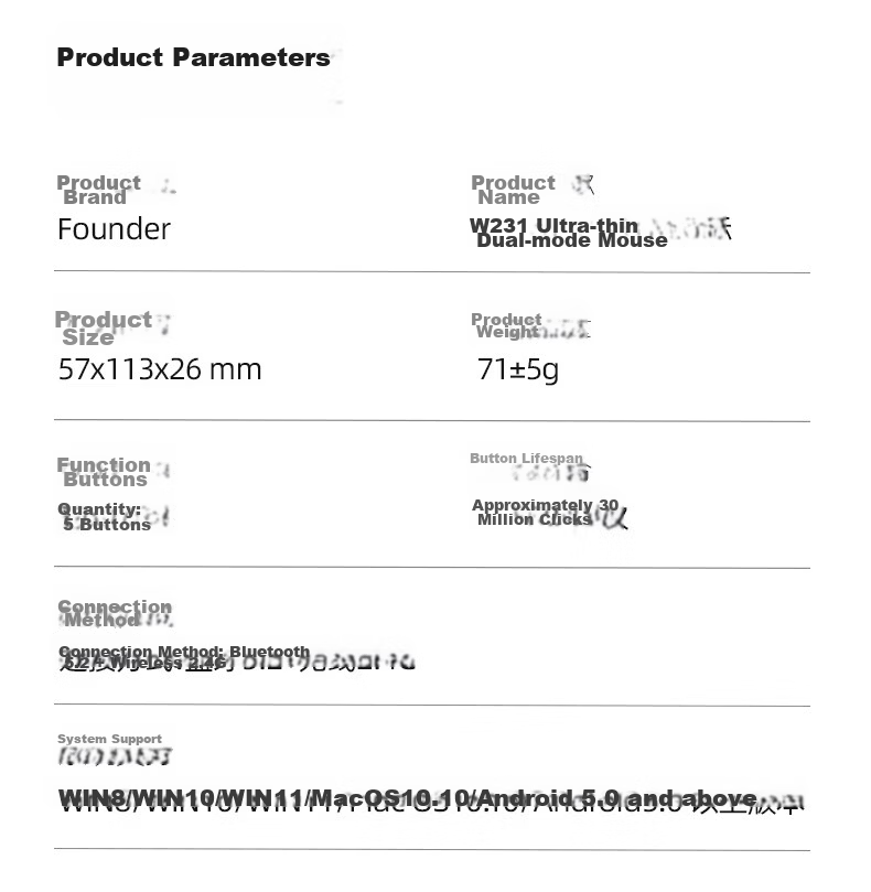 Founder Wireless Bluetooth Silent Mouse Dual Mode Rechargeable Slim Portable Business Office Home Tablet Laptop Desktop PC Mobile Universal W231 Metal Gray 15