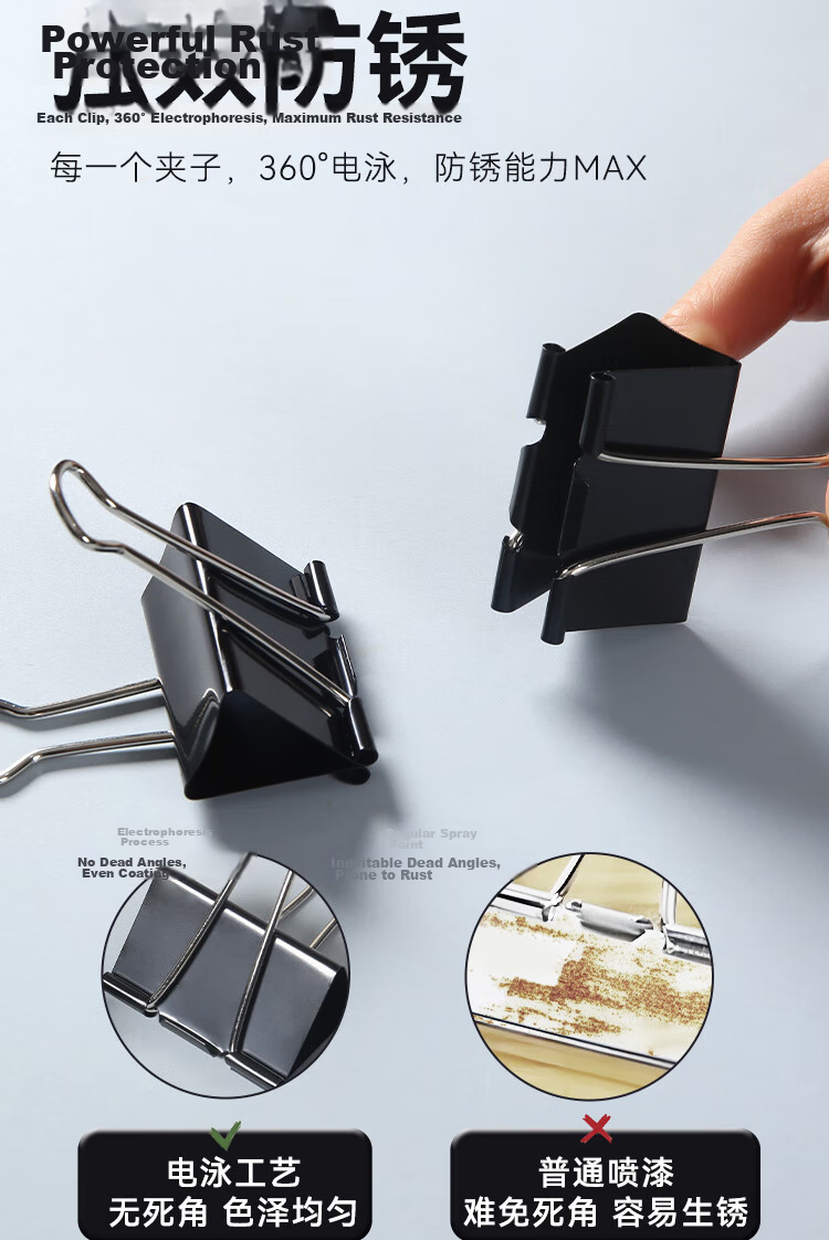JD Jingzao No.5 Black Long Tail Clips Swallowtail Clips 19mm (40 Pieces) Ticket Clips Butterfly Clips Metal Document Clips 9