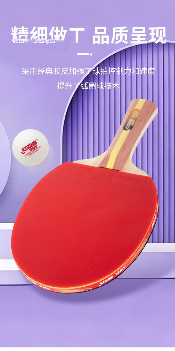 DHS Double Happiness F2 Two-Star Table Tennis Paddle Set (Shakehand & Penhold, Includes Paddle Case and Ping Pong Ball) 4