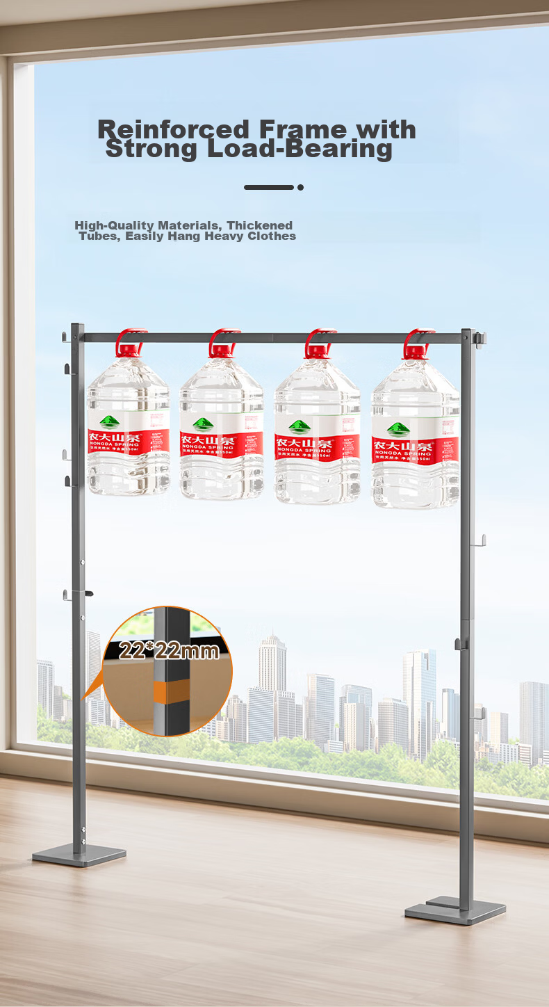 Wenna Floor Standing Clothes Rack Bedroom Coat Hanger Small Space Indoor Drying Rack Simple Hat and Coat Stand 12