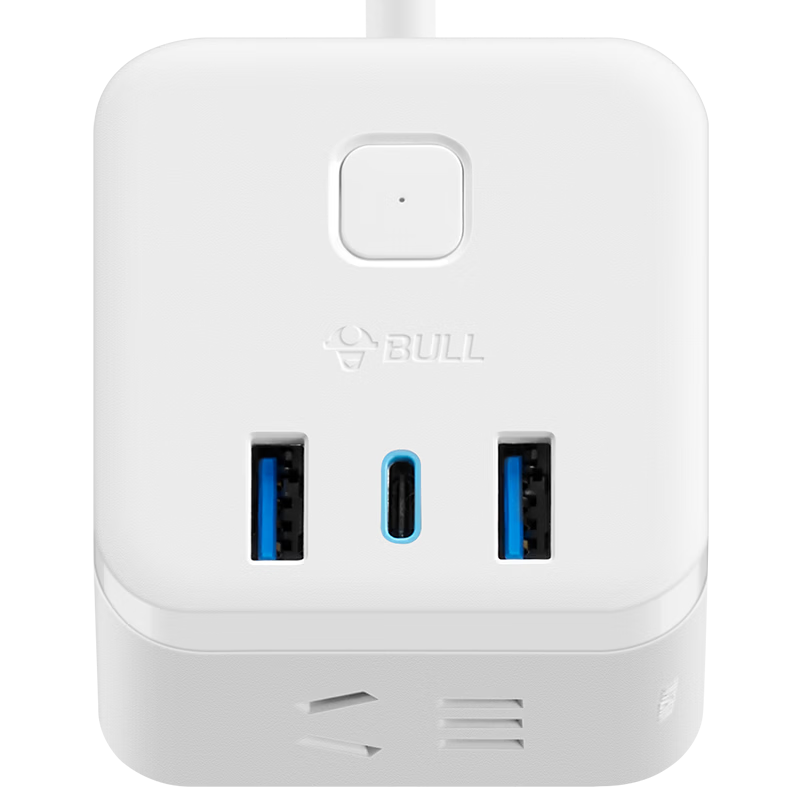 BULL 30W PD Apple Fast Charging Cube Power Strip/Extension Cord/Surge Protector/Power Bar Desktop Charging Station, USB + 3 Outlets, Total Length 3 Meters, White, GNV-UU2303B Master Control