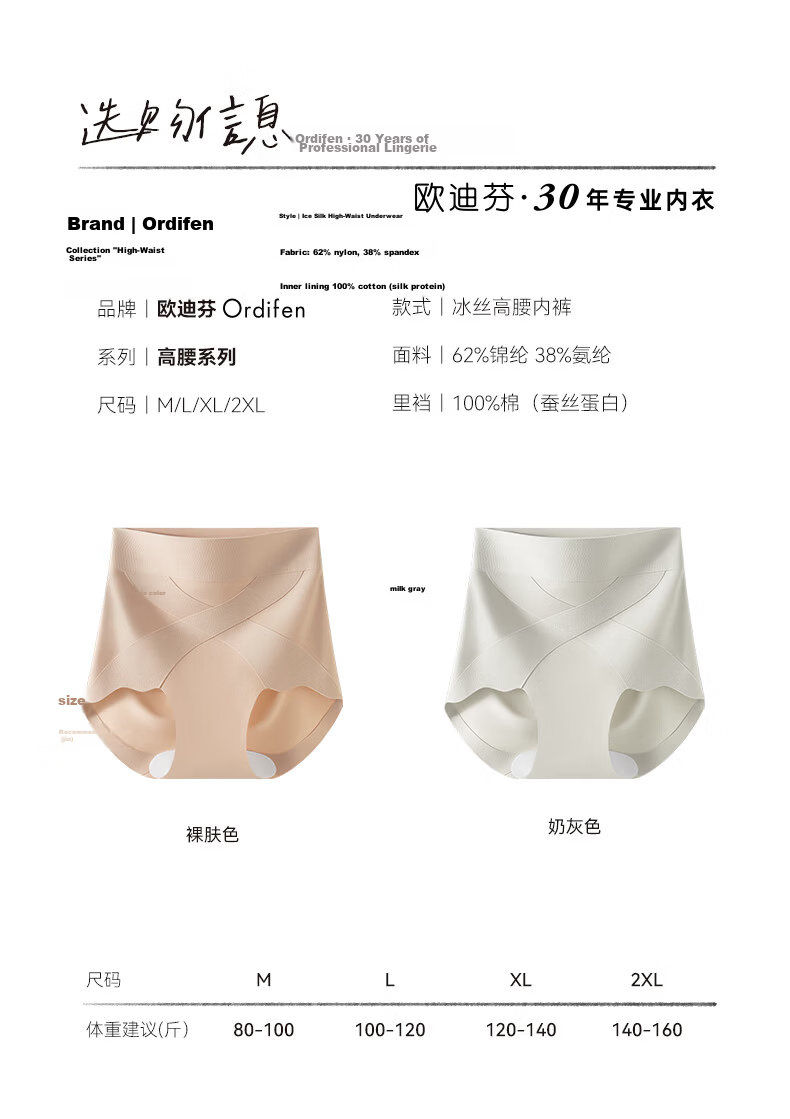 Ordifen High Waist Tummy Control Butt Lifting Women's Underwear 100% Cotton Antibacterial Crotch Summer Postpartum Slimming Pants M 20