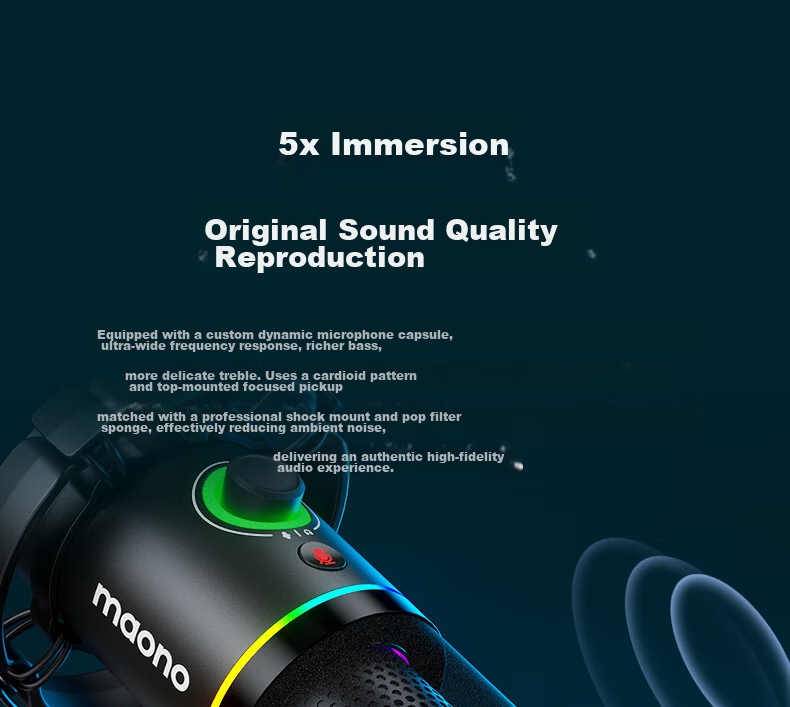 Maono Dynamic Microphone PD200X Wired Condenser Microphone with Built-in Sound Card for Home Computer Live Streaming Gaming Podcast Video Conference Smartphone 4