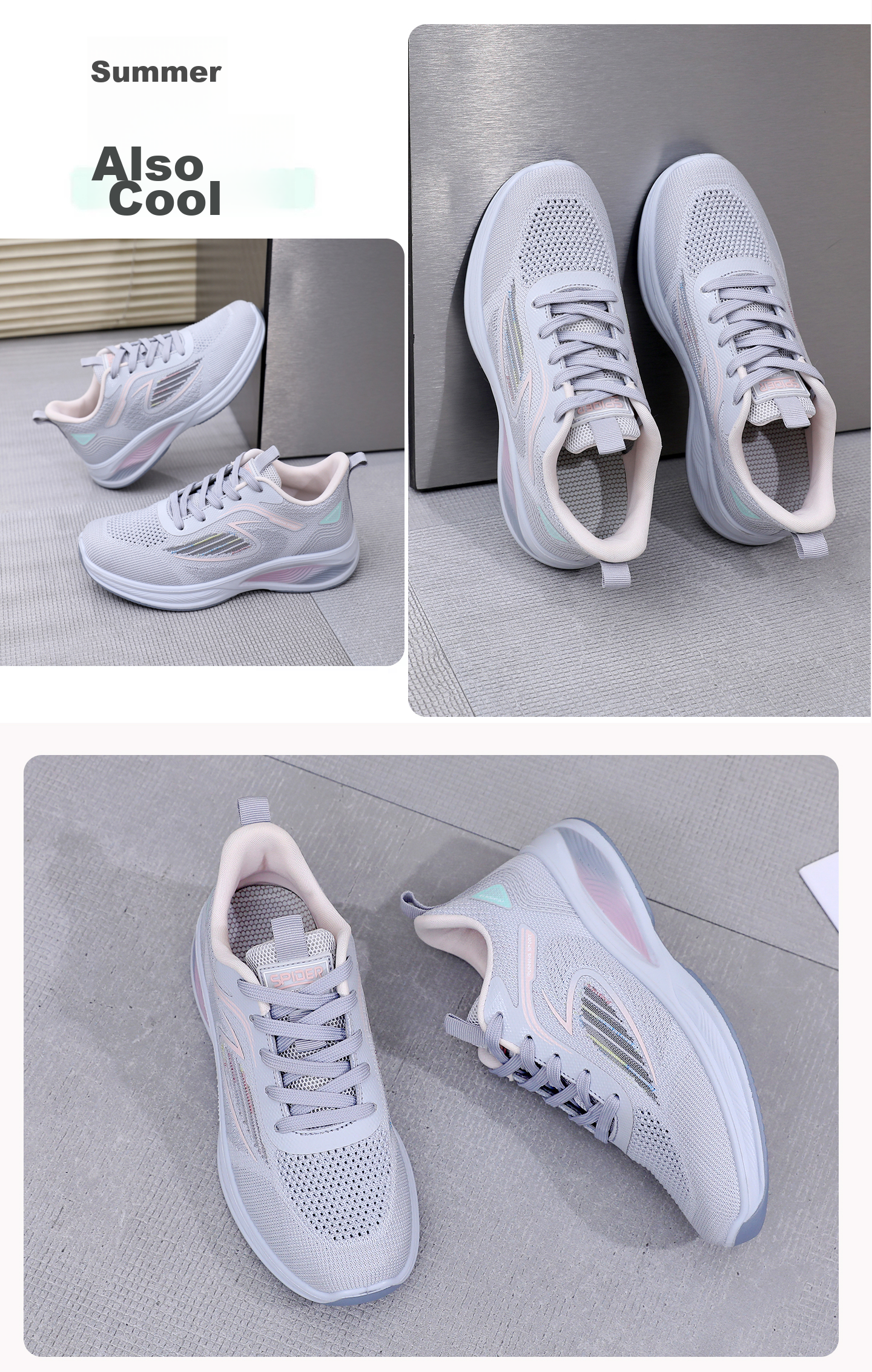 BURUIJING Summer Women's Shoes Old Beijing Cloth Shoes Women's Mesh Shoes Mesh Surface Mom Sports Casual Shoes 68879 Light Gray Size 40 24
