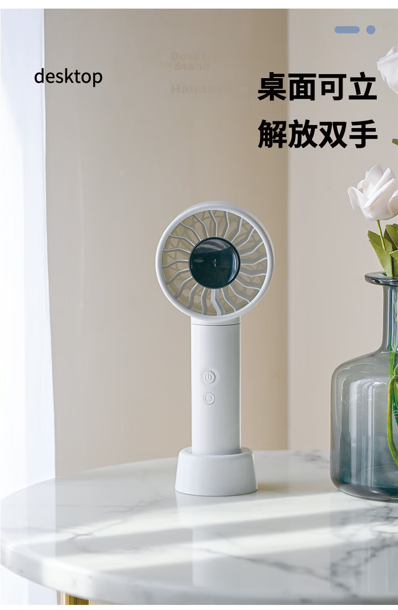 AIMIKU 2026 New Handheld Mini Fan Desktop Oscillating Portable Rechargeable High-Speed Quiet Cooling Device Gray 13