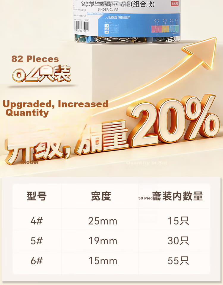 JD Jingzao Colored Long Tail Clip Combo Pack 100pcs Upgraded Metal Paper Clips Document Clips Office Supplies Real Value Series 3