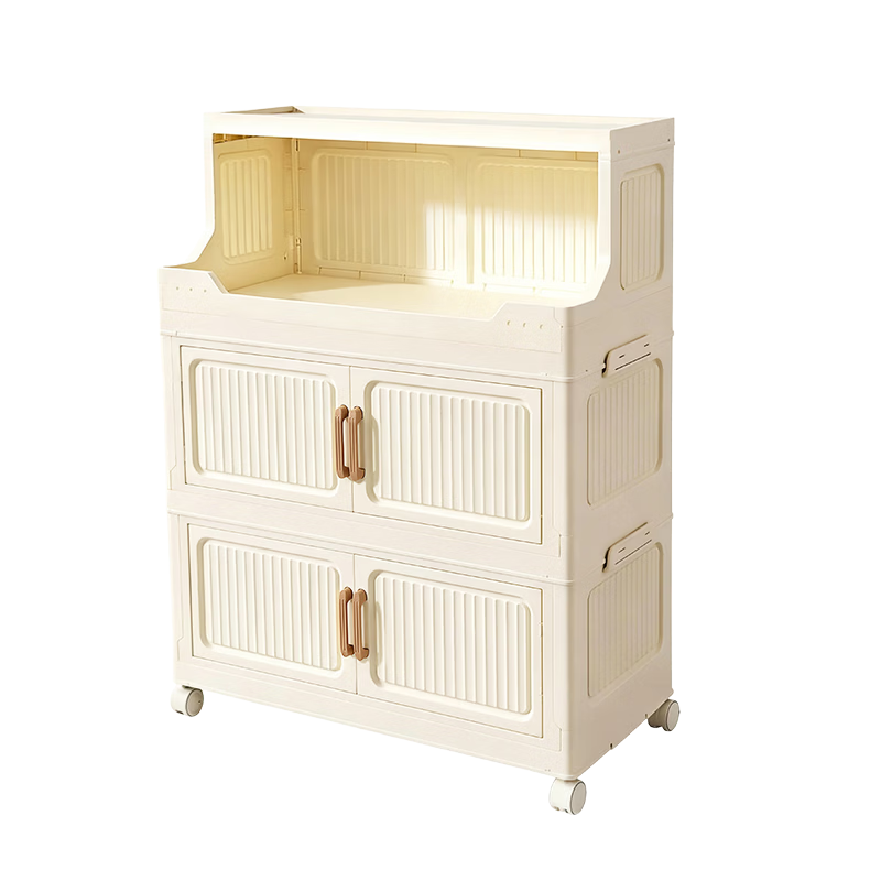 Xiaomo Storage Cabinet Home Living Room No-Assembly Mobile Cart Kitchen Storage Cabinet Multi-Layer Shelving Unit
