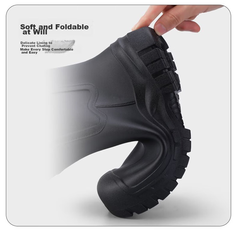Delixi Electric Fashion Women's Rain Boots Black Mid-Calf 25CM Adult PVC Waterproof Slip-Resistant Durable Water Shoes 8