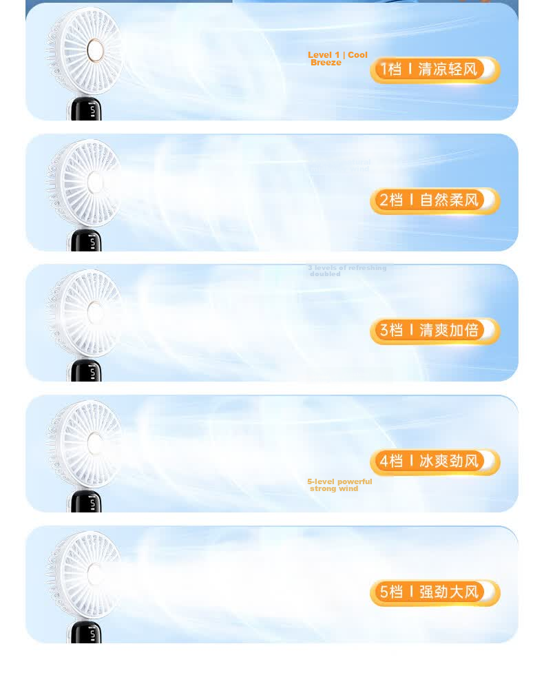 Tafic Semiconductor Cooling Mini Fan 26 New Handheld Portable Cooling Fan Rechargeable Long Battery Life (Mist White) 9