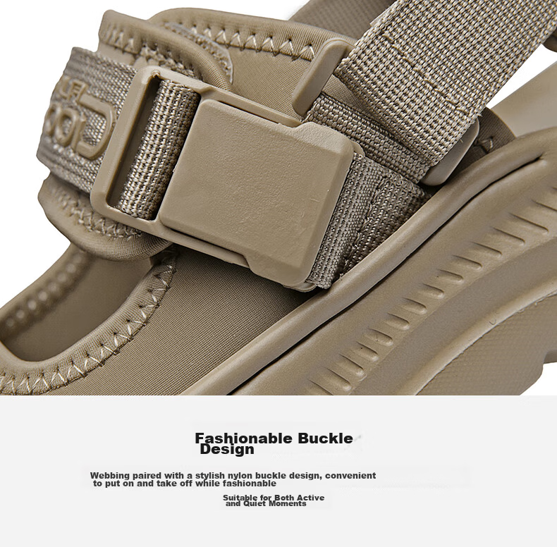HLA Men’s Casual Sports Sandals with Velcro Outdoor Beach Sandals HAALXM2EAE092 Khaki Size 41 15