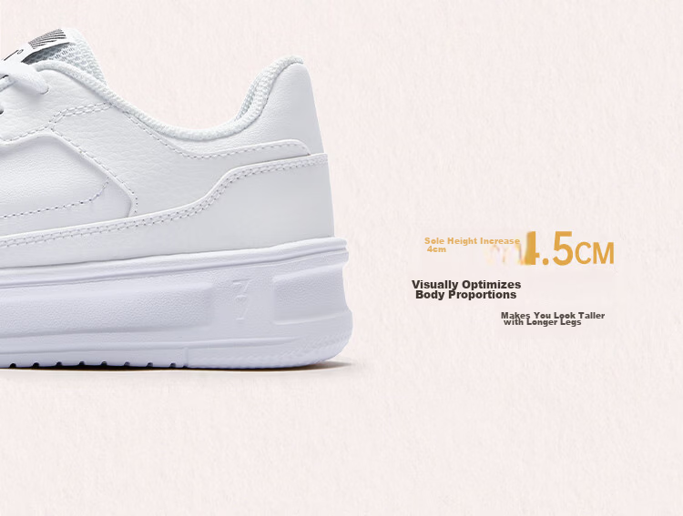361° Qinghe 2 New Trendy Platform Leather Casual Sneakers Women's White Shoes 682636618-4 22