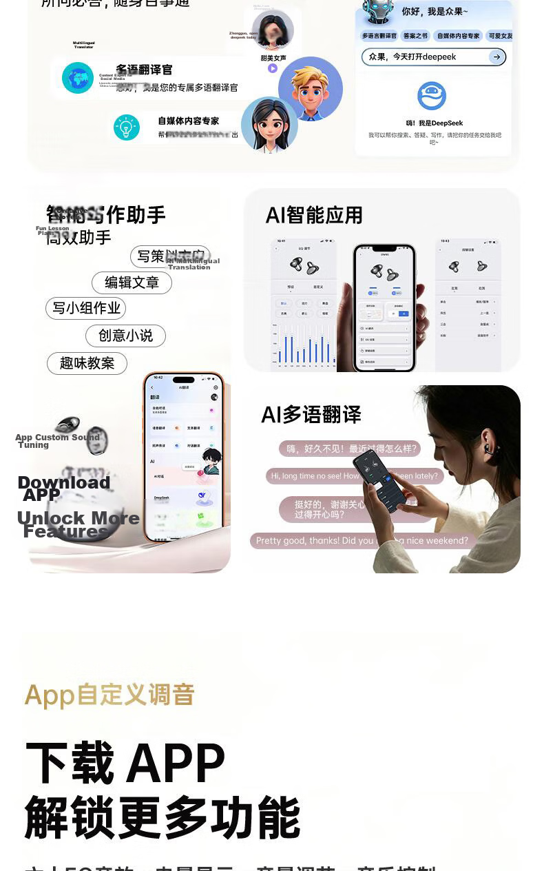 Zongguo Bluetooth Earphones 2026 New Multi-Language Translation Clip-On Wireless Open-Ear Noise-Cancelling High-Quality Sound Comfortable Secure Fit Long Battery Life 19