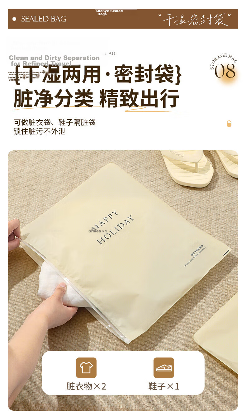 Baicaoyuan Travel Storage Bag Luggage Organizer Underwear Clothing Packing Pouch for Travel Business Trip M+L 15
