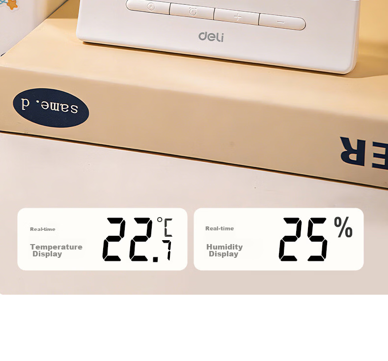 Deli Electronic Alarm Clock Backlight Large Bell Smart Home Student Multifunctional Thermometer Large Screen Bedside Clock Back to School Essential - LE122 Gift 15