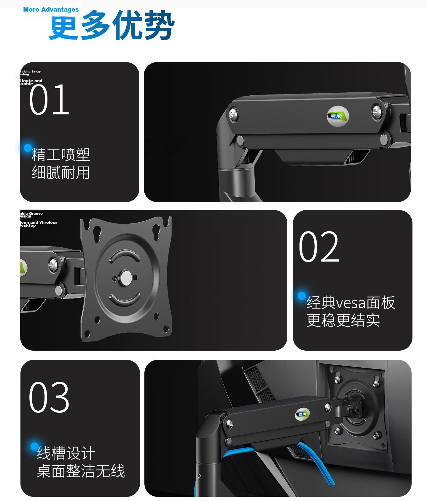 KALOC Monitor Stand Inverted Dual Screen Monitor Arm Mechanical Arm Computer Desk Stand Computer Stand Dormitory Inverted Mechanical Arm Screen Lifting Stand 8