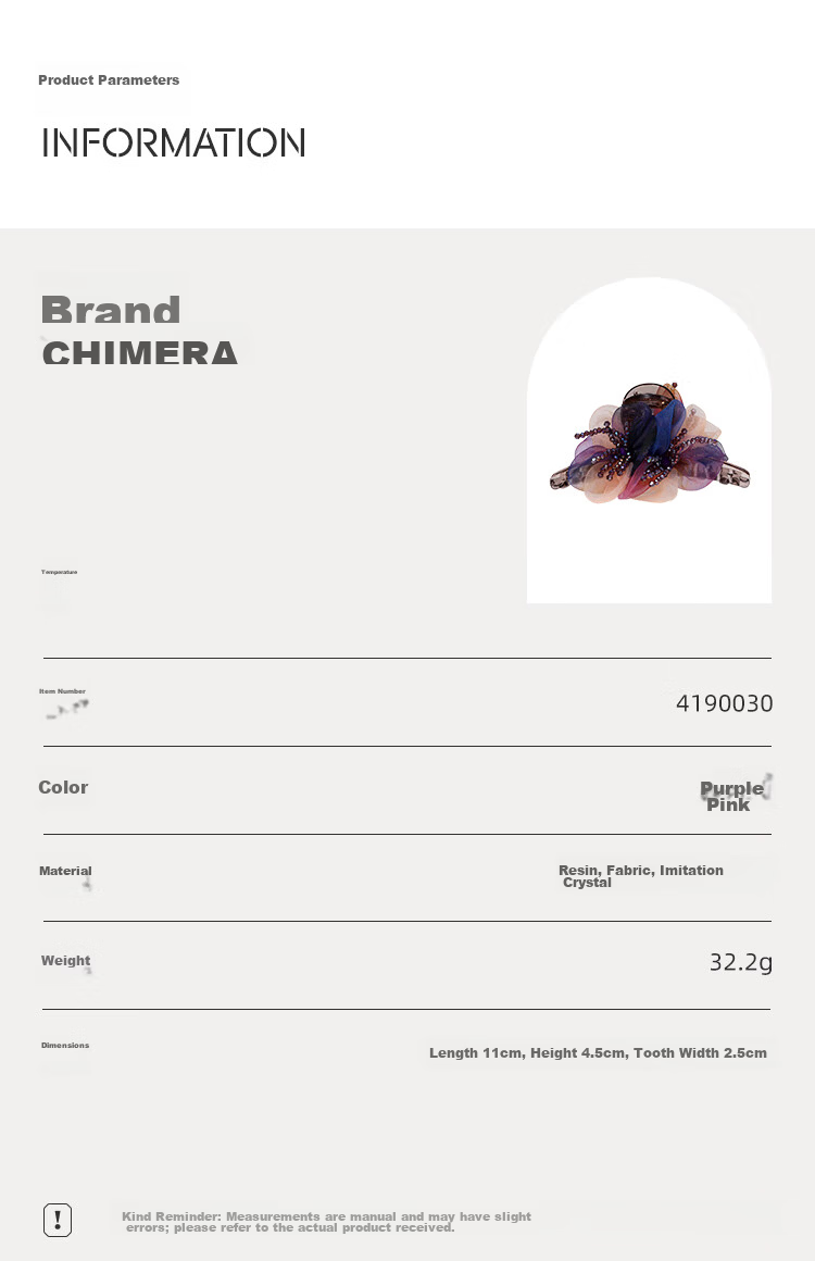 CHIMERA Handmade 3D Gradient Flower Hair Claw Elegant Hair Clip for Women Birthday Gift 2