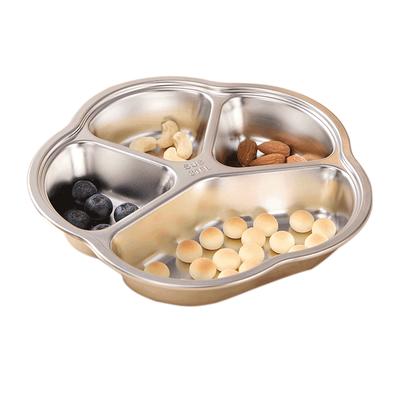 COOKSS Kids Baby Plate 316 Stainless Steel Infant Feeding Divided Plate