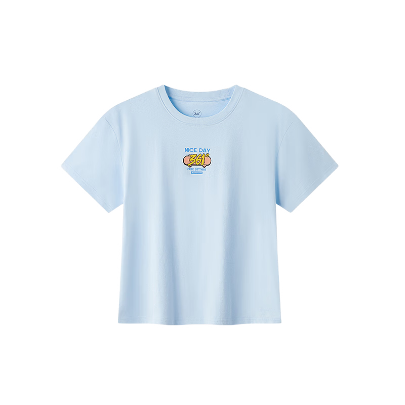 361° Kids Short Sleeve 2026 Summer Boys and Girls Breathable Pure Cotton Skin-Friendly T-Shirt Blue 160