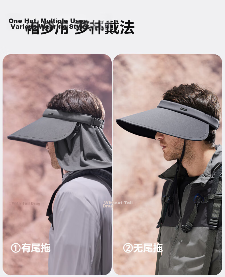 MISSION UV Large Brim Sun Protection Hat for Men, Sunshade Fishing Cap, Open Top Mountaineering Hat, Summer Outdoor UV Protection Sun Hat 2