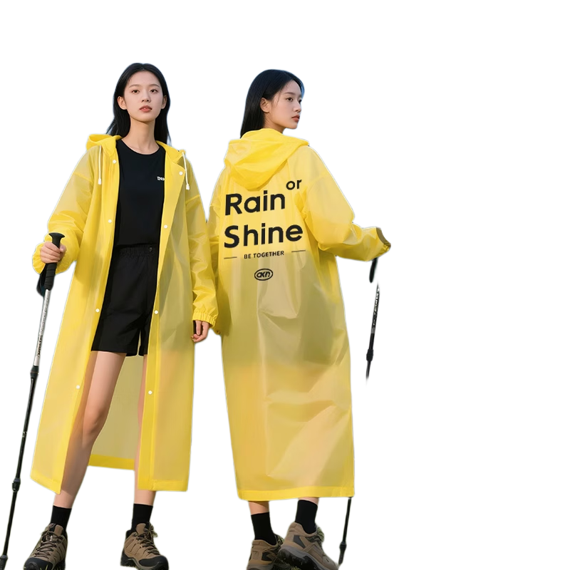 AIKANGNI Disposable Raincoat, Thickened Portable Heavy Rain Protection Poncho, Long Adult Raincoat for Electric Bikes, Yellow