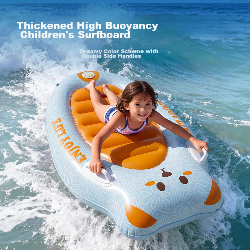 Adandyish Inflatable Floating Air Mattress Water Surfboard Sand Bed Water Play Board Children's Toy Built-in Press Inflation Vibrant Orange