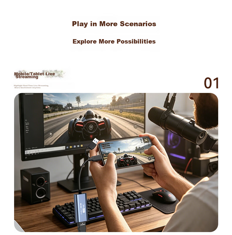 Acasis Live Streaming Capture Card Switch2 Portable Base Game HD Video Screen Casting Capture Dock NS2 Direct Connection to IPad Tablet Smartphone TV Laptop DJI VC-003Pro 8