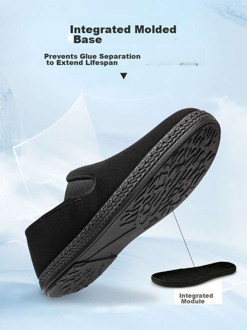 Vdason Old Beijing Cloth Shoes Mugwort Breathable Non-slip Soft Comfortable Slip-on Upgraded Three-proof - Black 41 6