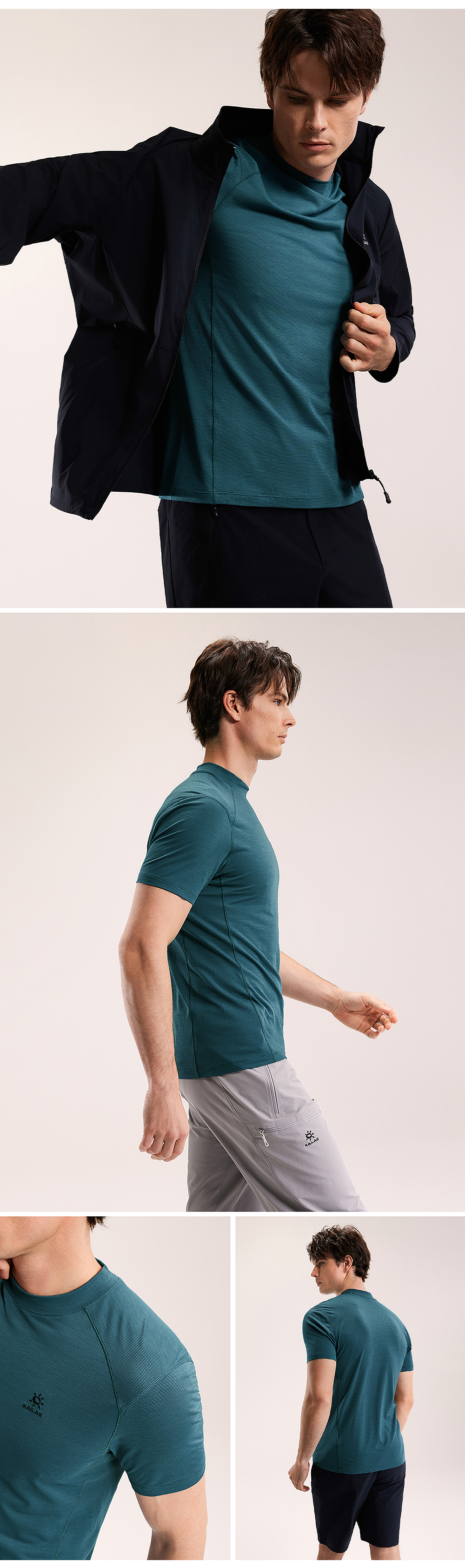KAILAS XM1 Merino Wool Crew Neck Short Sleeve Men's Quick-Dry T-Shirt Outdoor Hiking Breathable Quick-Dry Shirt 12