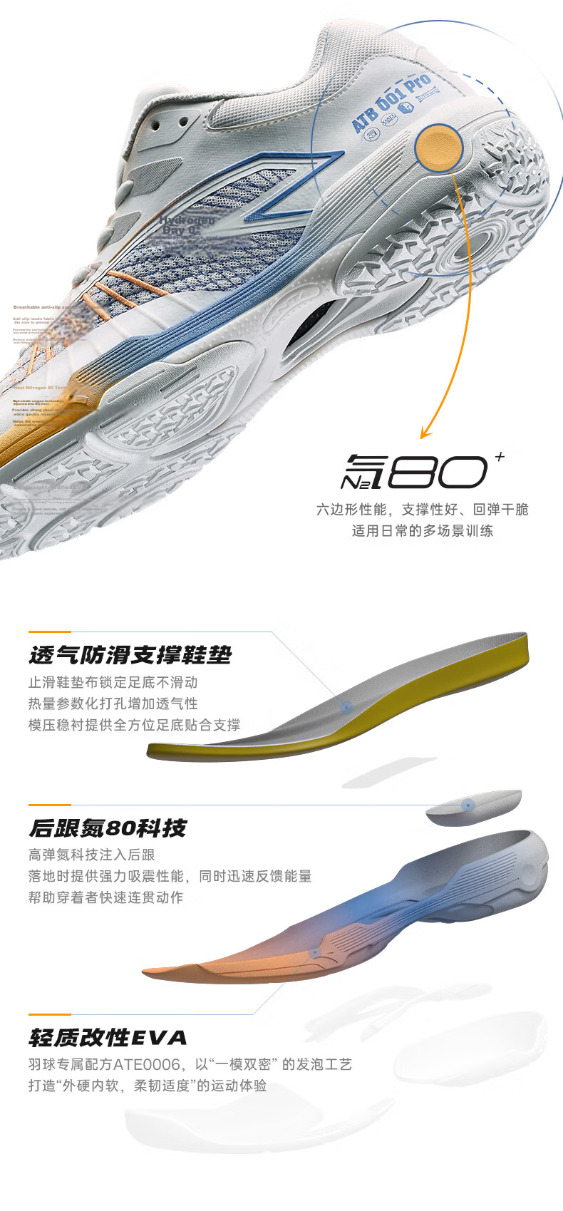 Anta Shadow Speed Badminton Shoes | Adult Unisex Couple Professional Training Competition Cushioning Soft Sole Sports Shoes 4