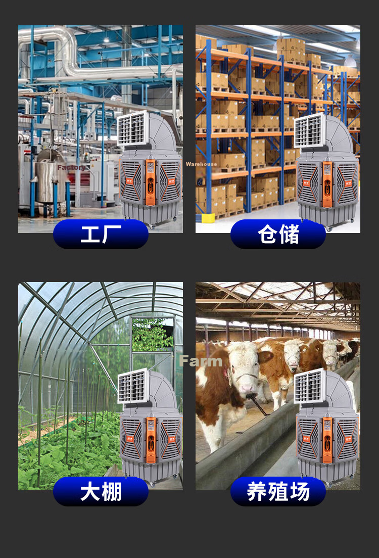 SAST Large Mobile Industrial Cooling Fan/Cooler/Air Conditioner Fan for Livestock Farms, Factories, Workshops Commercial Refrigeration/Fast Cooling High Air Volume [Item No. 748] 3