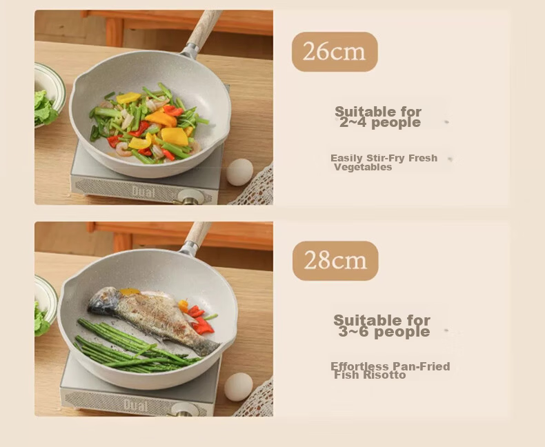 Carrot Maifan Stone Non-Stick Titanium Frying Pan 28cm Household Steak Pan Small Egg Pancake Pan Induction Cooker Compatible Wok 5